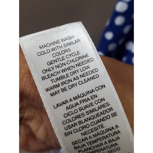 Chico's Blue Polka Dot Rayon Round Neck Long Sleeve Casual Top Blouse (3) XL - Picture 9 of 11